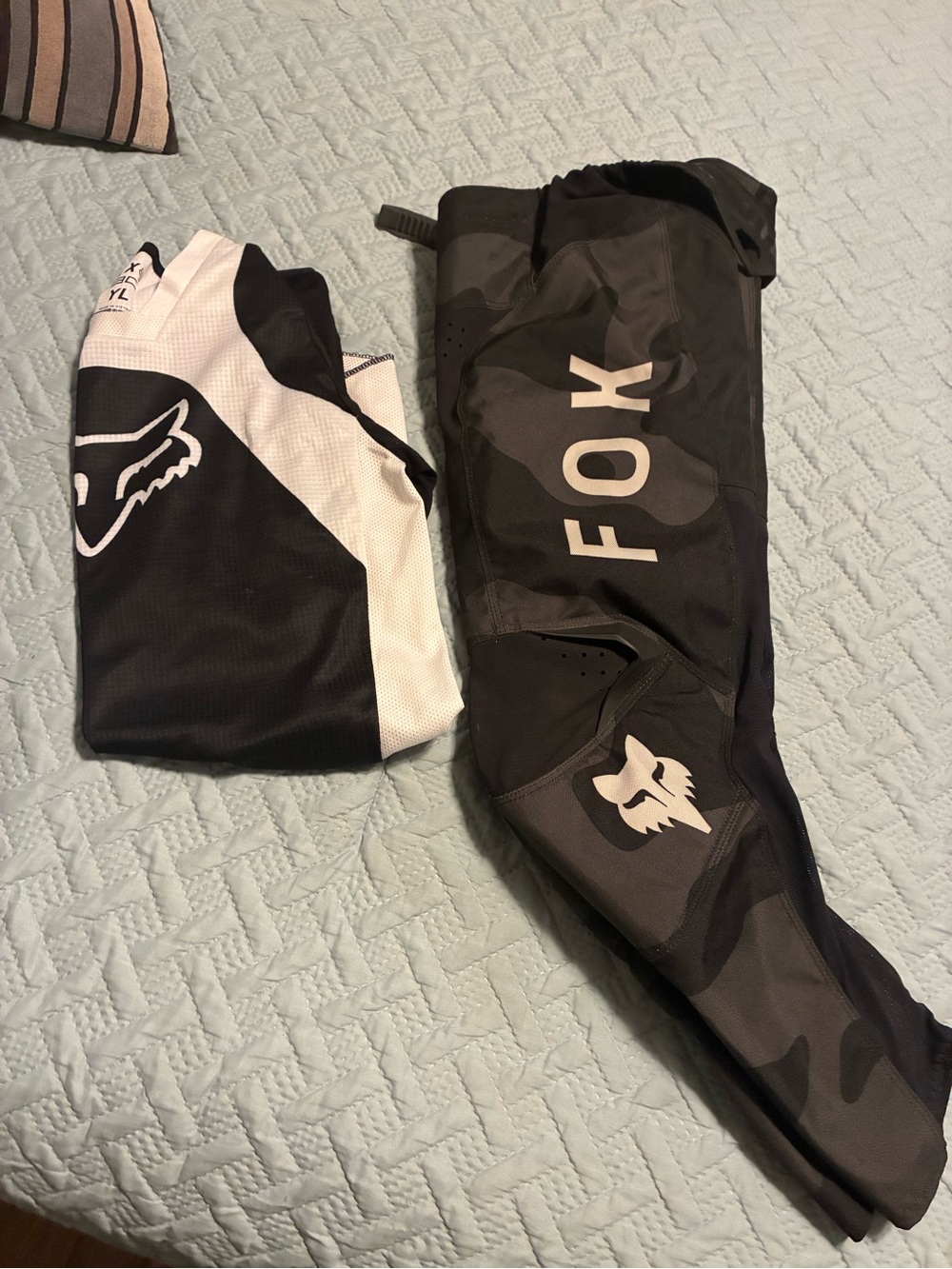 Fox Kids Black and White Motocross Pants and Jersey